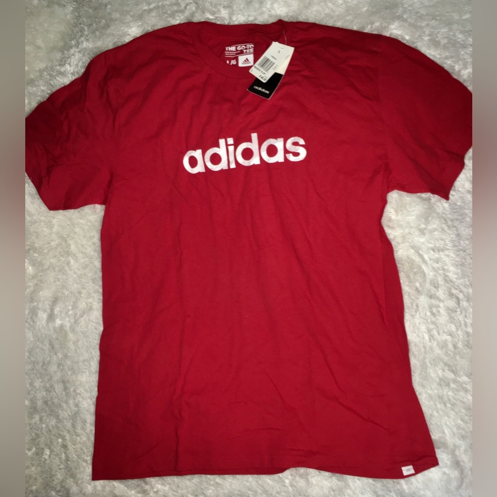 Adidas Red/Wht Short Sleeve Active Shirt sz Large